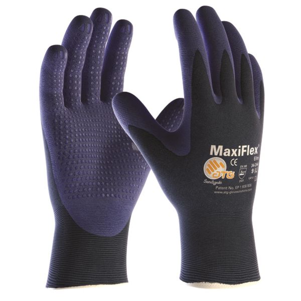 Monteringshanske ATG MaxiFlex ELITE 34-244 blå med prikker Str. 7